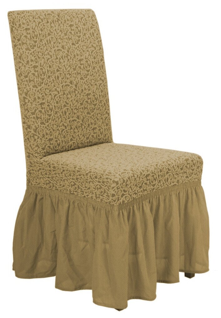 Чехол на стул со спинкой и юбкой Venera жаккард, цвет Бежевый