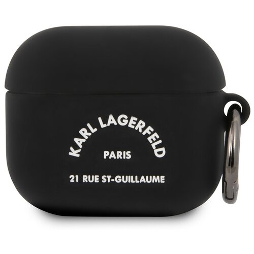 Чехол Karl Lagerfeld Silicone case with ring RSG logo для Airpods 3 (2021), черный чехол karl lagerfeld для airpods pro 2 silicone with ring klap2runikp