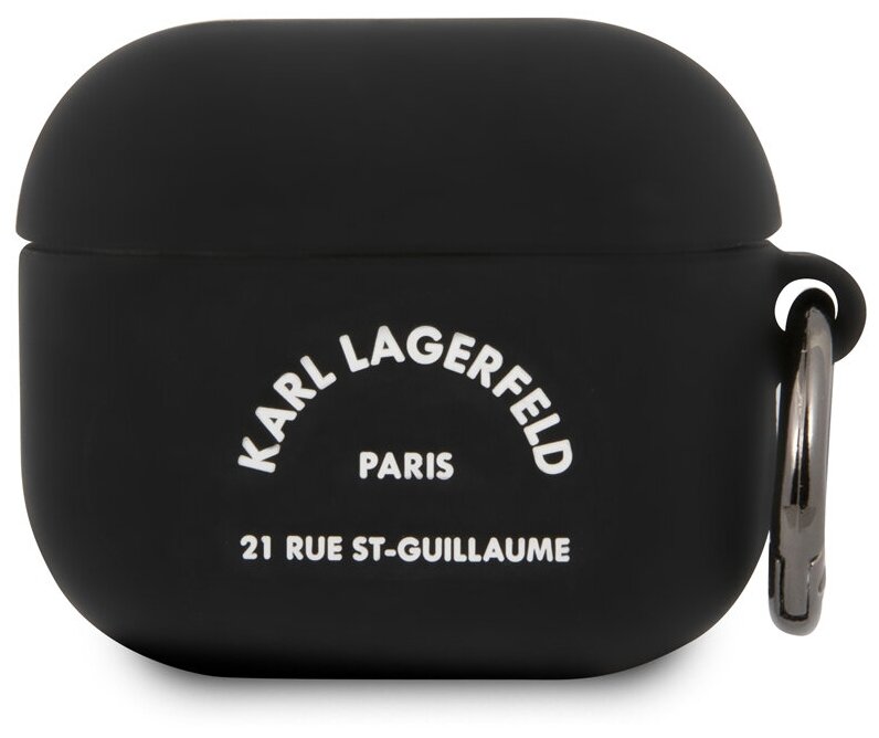 Lagerfeld для Airpods 3 чехол Silicone case with ring RSG logo Black
