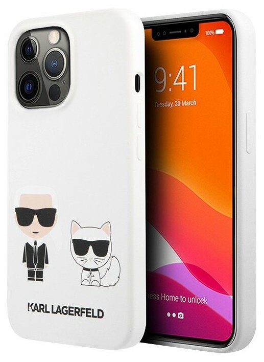 Чехол Karl Lagerfeld силиконовый для iPhone 13 Pro Max, Liquid silicone Karl & Choupette белый