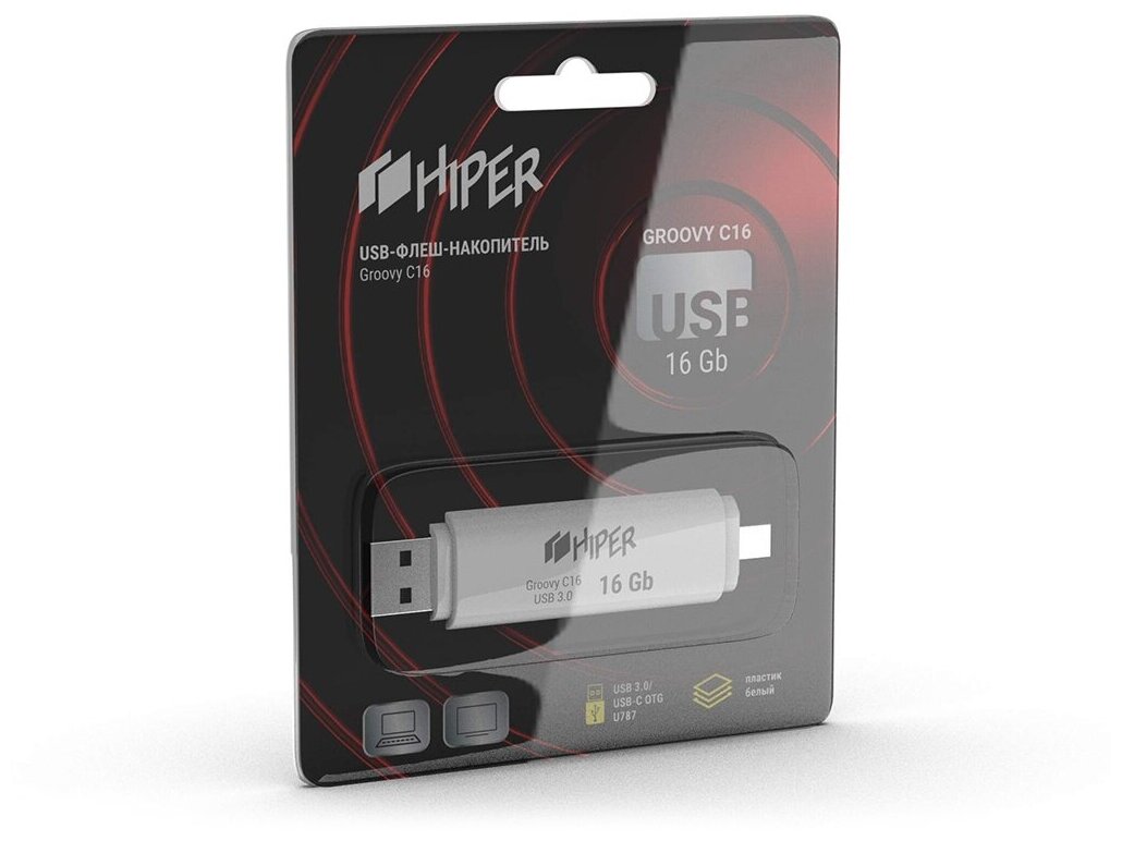 Накопитель HIPER USB3.0 + USB Type-C 16GB Groovy C16