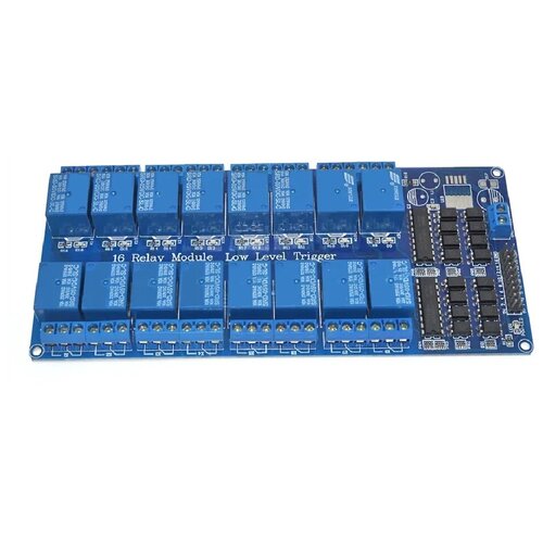 Модуль реле 16 канальный DC 12V 10А для Arduino, AVR, PIC, PLC, DSP, MSP430, TTL (Ф)
