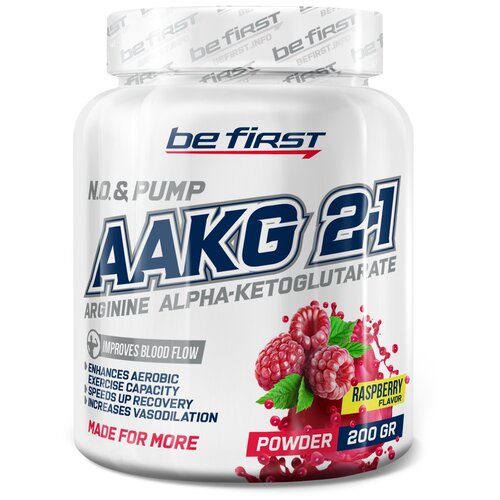 Аминокислота Be First AAKG 2:1 Powder, малина, 200 гр. аминокислота be first aakg 8000 strong 20 ампул малина
