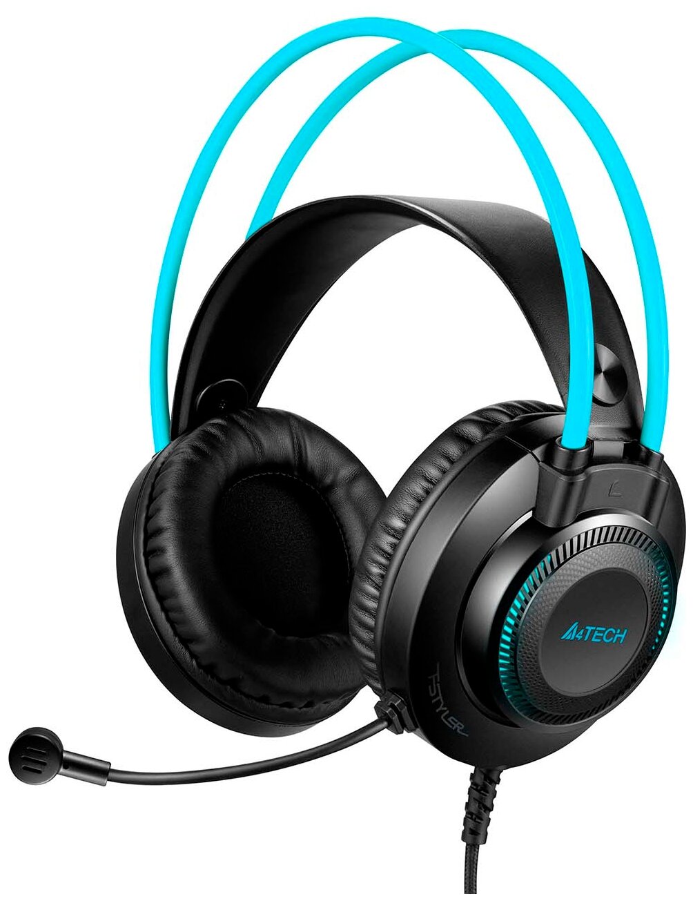 Наушники с микрофоном A4Tech Fstyler FH200U серый/синий 2м накладные USB (FH200U BLUE)