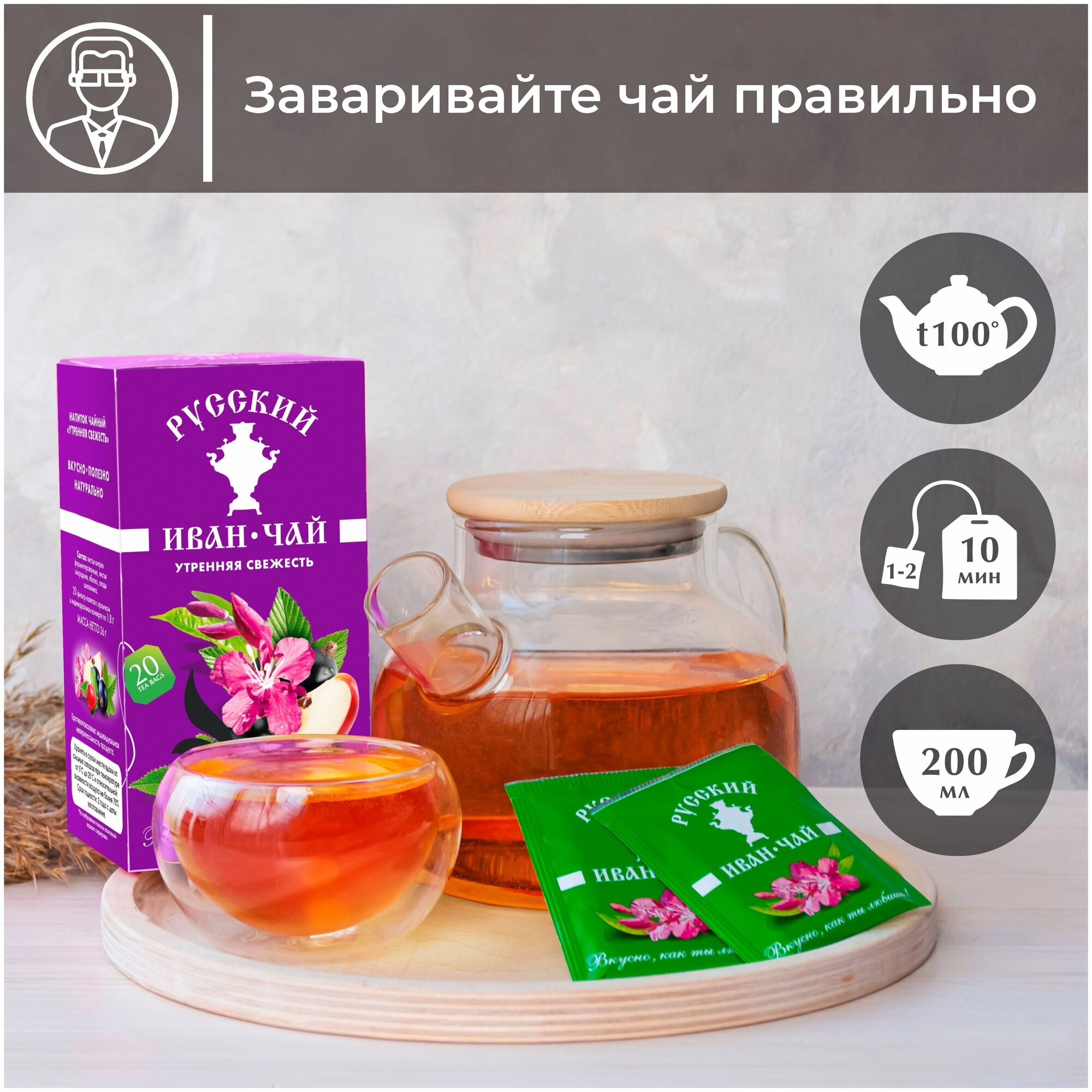 Напиток чайный Русский Иван Чай Утренняя свежесть 20пак Русский чай - фото №6