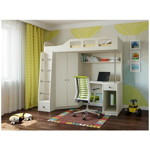 фото Adeta кровать-чердак астра 7 дуб молочный