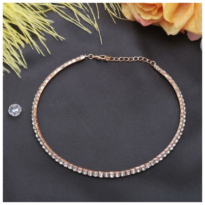 фото Колье "Лёд". 1 ряд, цвет белый в золоте,35см