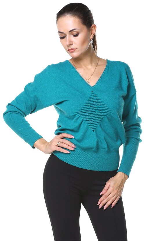 Пуловер MARIA GRAZIA SEVERI, размер 44, бирюзовый