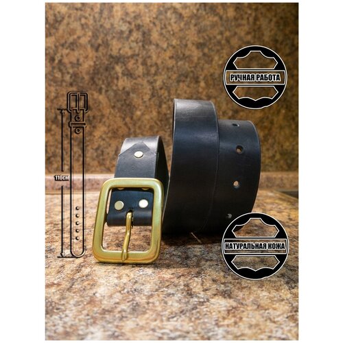 фото Ремень кожаный ручной работы с латунной пряжкой рубахов