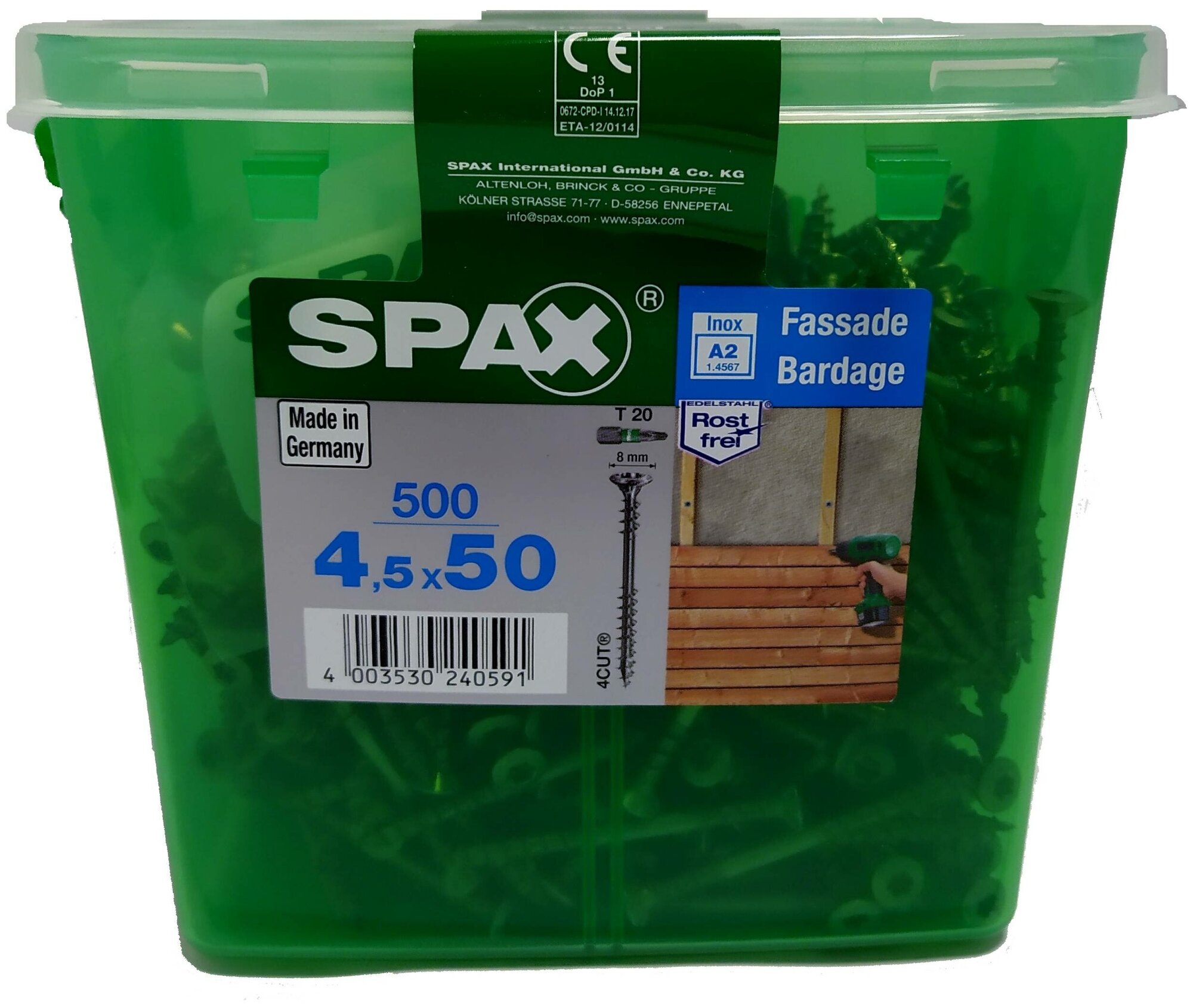 Spax для фасадов 4,5x50 мм 4547000450509 (500 шт/упак.) - двойная резьба, A2