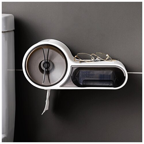 Держатель (подставка, полка, органайзер) для туалетной бумаги, аксессуаров в ванной, на липучке RAMMAX