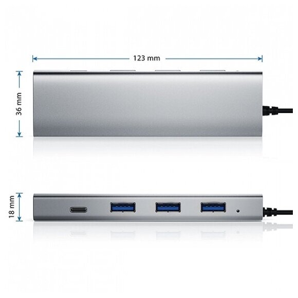 USB-хаб CSL Primewire USB-C с блоком питания цвет Серебристый CSL302562 CSL302562