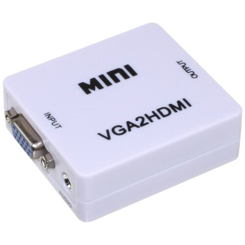 Переходник HDMI(G) - VGA(G) конвертер, белый конвертер palmexx hdmi vga audio питание