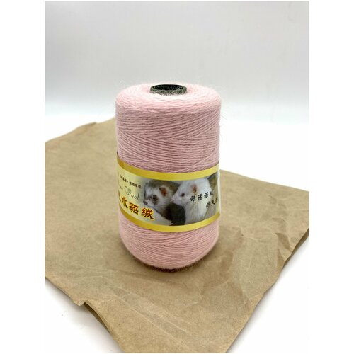 Пряжа для вязания Норка (Long Mink Wool), цвет 35 (светло-розовый), бобина 100 гр, длина нити 800 м