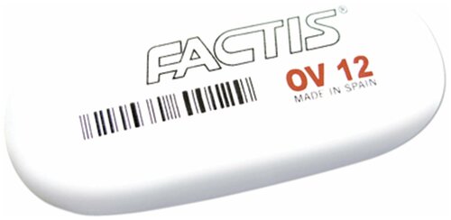Квант продажи 3 шт. Ластик большой FACTIS OV 12 (Испания), 61×28×13 мм, белый, овальный, CMFOV12