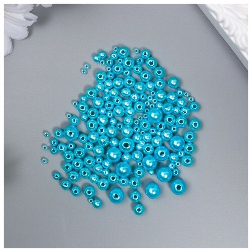 Paulo Maskoni Бусины для творчества пластик Круглые Лазурный d3-8 мм набор 10 гр 351₽