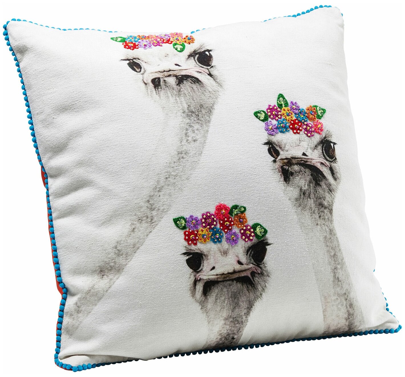 KARE Design Подушка Ostrich Sisters, коллекция "Сестры страусы" 45*45*5, Хлопок, Полиэстер, Серый