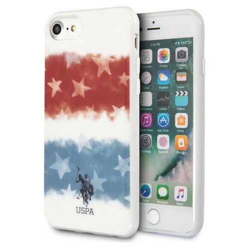 фото Чехол cg mobile u.s. polo assn. pc/tpu fading american flag hard для iphone se 2020/8/7, цвет белый (ushci8pcdst)