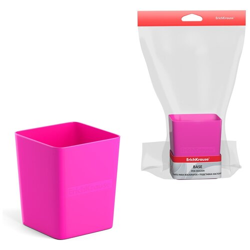 Подставка пластиковая ErichKrause Base, Neon Solid, розовый подставка настольная office черная пластик вращающаяся erich krause