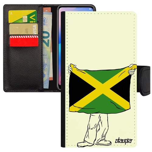 фото Ударопрочный чехол-книжка на // iphone xr // "флаг ямайки с руками" стиль государственный, utaupia, белый