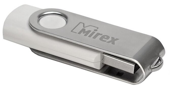 Флешка Mirex SWIVEL WHITE, 16 Гб, USB2.0, чт до 25 Мб/с, зап до 15 Мб/с, белая