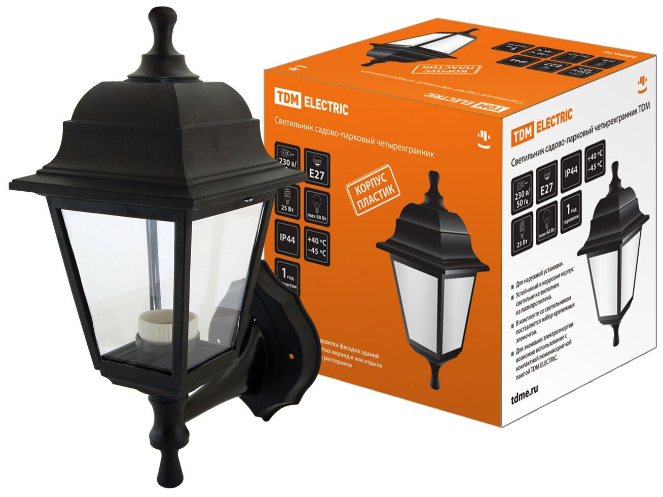 фото Светильник TDM, садово-парковый, НБУ 04-60-001, настенный, пластик, чёрный 1405620