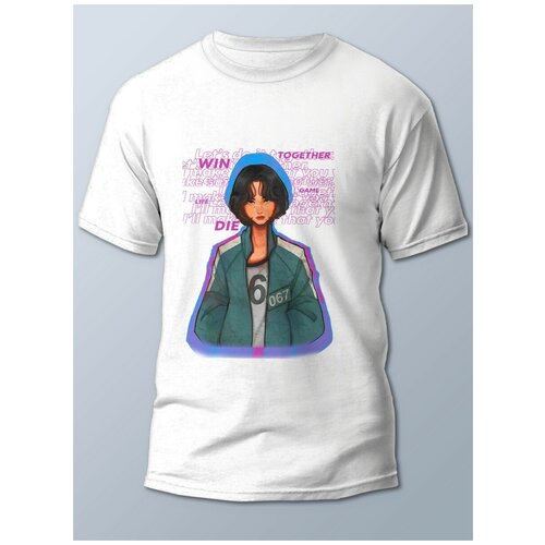 фото Футболка мужская белая сериалы игра в кальмара (игра в кальмара, squid game) - 21711 brut-shop