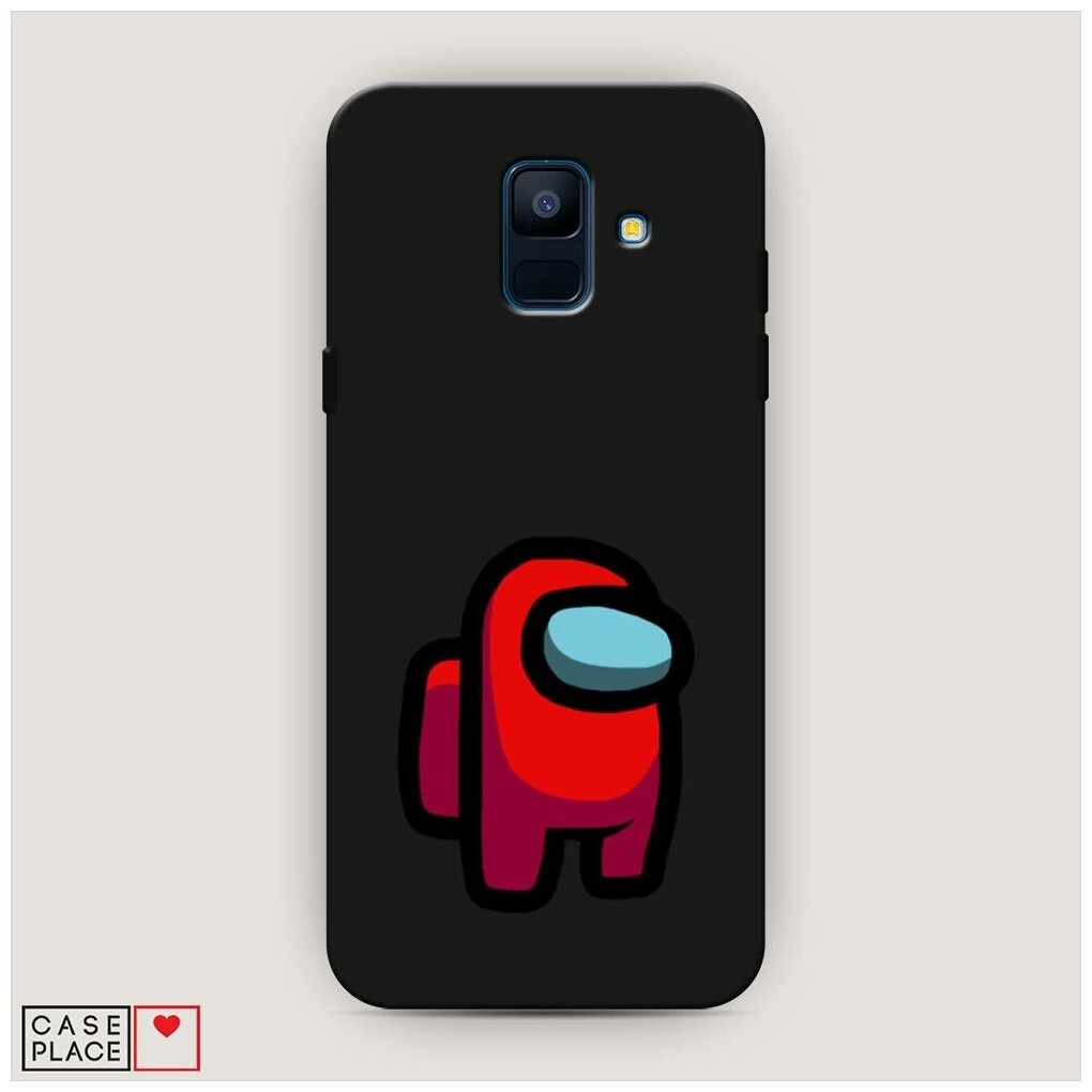 Матовый силиконовый чехол "Красный астронавт" на Samsung Galaxy A6 / Самсунг Галакси А6