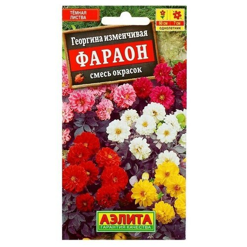 Семена цветов Георгина Фараон, смесь окрасок 0,3 г 5 упаковок