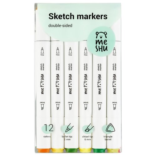 Набор маркеров художественных MESHU, 12 цветов, осенние цвета (MS_38255)