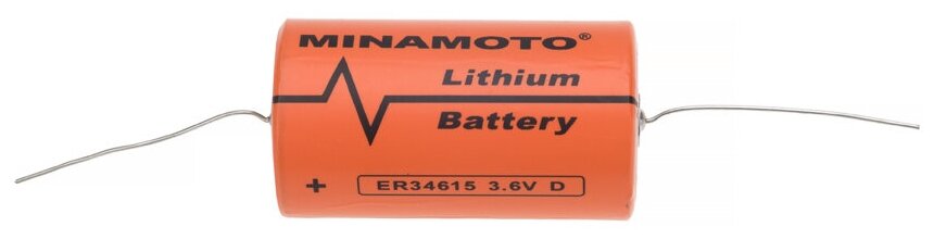 Батарейка MINAMOTO ER 34615/W Lithium, 3.6 В, D (R20), 19000 мАч с аксиальными выводами