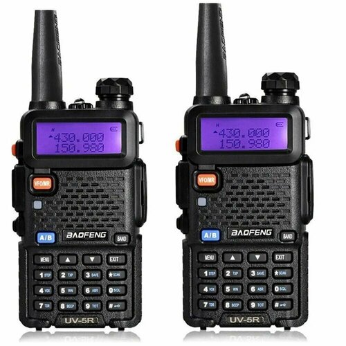 Комплект раций 2шт (радиостанций) Baofeng UV-5R настоящие 8W 3 режима мощностиРация Quansheng UV-K5 8 диапазонов, зарядка Type-C