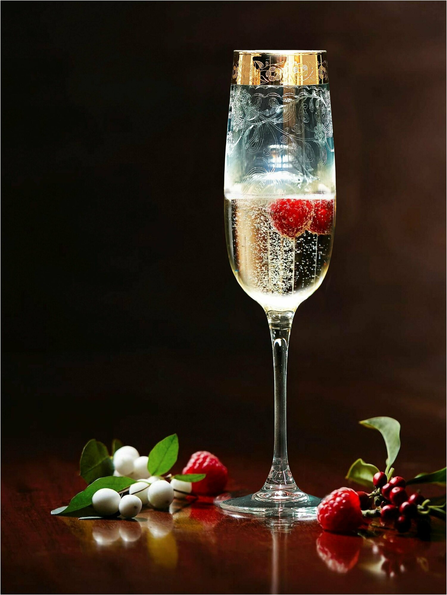 Подарочный набор бокалов для шампанского с алмазной гравировкой PROMSIZ Нежность, 175 мл, 2 шт.