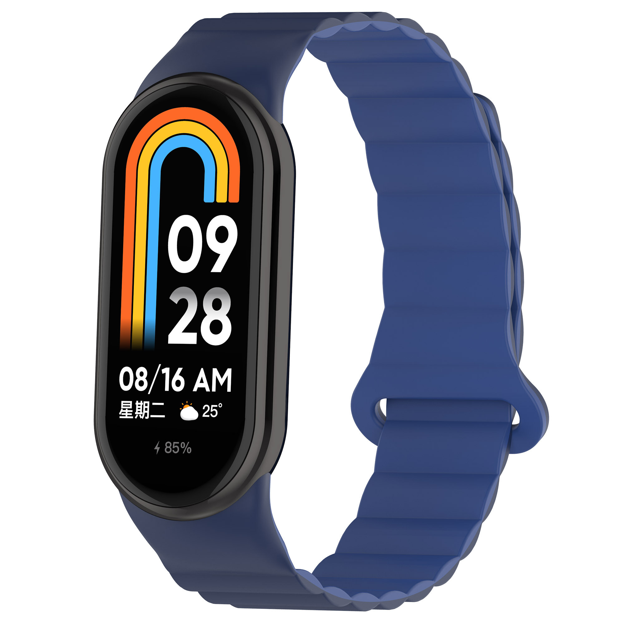 Силиконовый ремешок для Xiaomi Mi Band 8, с магнитной застежкой, темно-синий - светло-синий