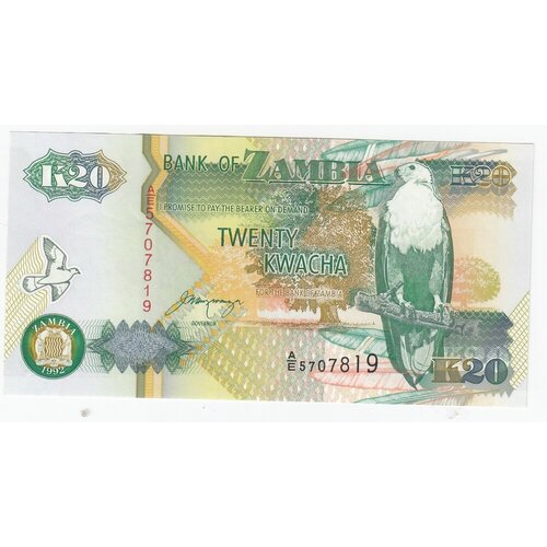 Замбия 20 квача 1992 г. (4) банкнота замбия 20 квача 1992 unc