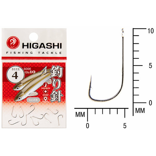 фото Higashi крючок higashi sode ringed #4 silver