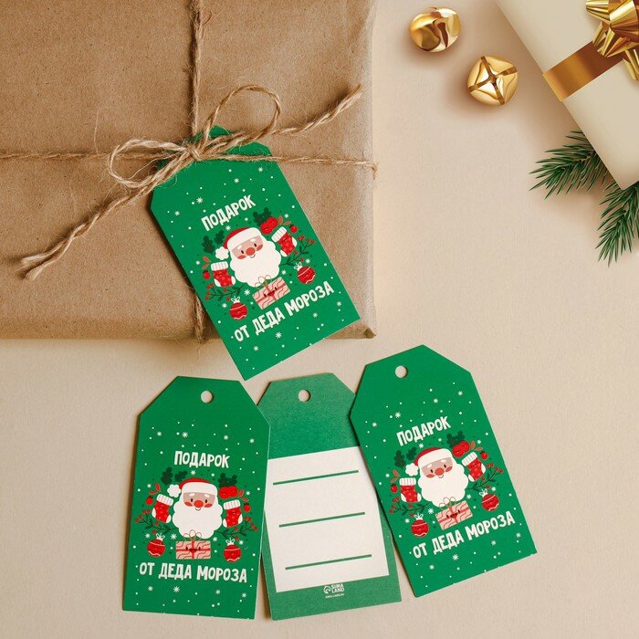 Открытка-шильдик на подарок «Подарок от Деда Мороза», 5 × 9 см(20 шт.)