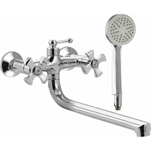 BIANCO - Смеситель в ванную длинный излив металокерамика с верхним переключателем на душ 4508₽