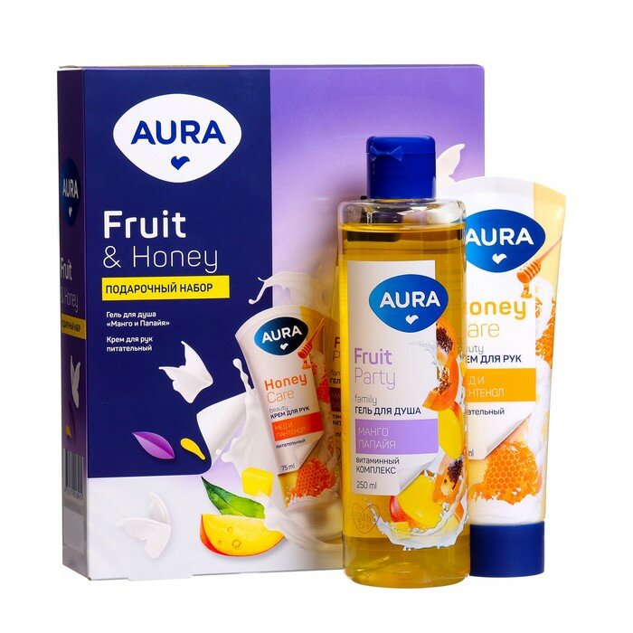фото Подарочный набор AURA " Манго и папайя": гель для душа, 250 мл + крем для рук, 75 мл 10062436