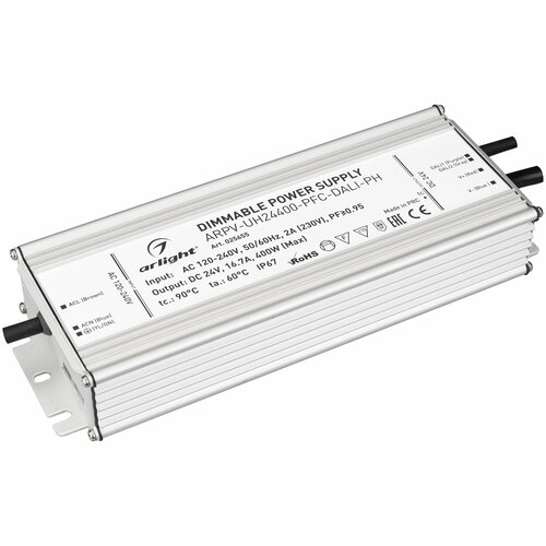 Блок питания ARPV-UH24400-PFC-DALI-PH (24V, 16.7A, 400W) (Arlight, IP67 Металл, 7 лет) Артикул 025655