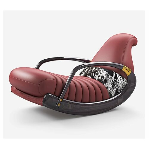 Кресло Роскошное дизайнерское кожанное кресло-качалка Lauro, бордовое (натуральная кожа NAPPA премиум класса), д/ш/в: 140/72/75, итальянский дизайн