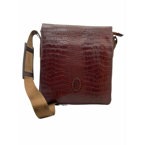 Сумка планшет Eminsa, фактура под рептилию, коричневый