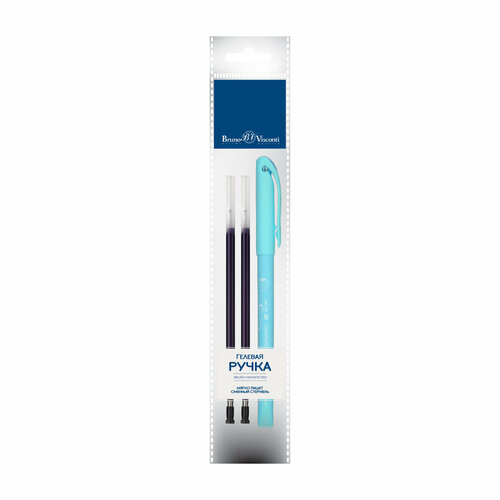 Ручка DeleteWrite Art. Клубнички со стираемыми чернилами 0.5 ММ, синяя С двумя запасными стержнями