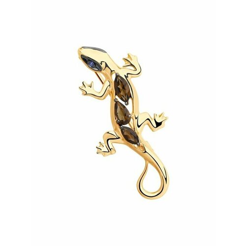 Брошь The Jeweller, серебро, 925 проба, золочение, раухтопаз