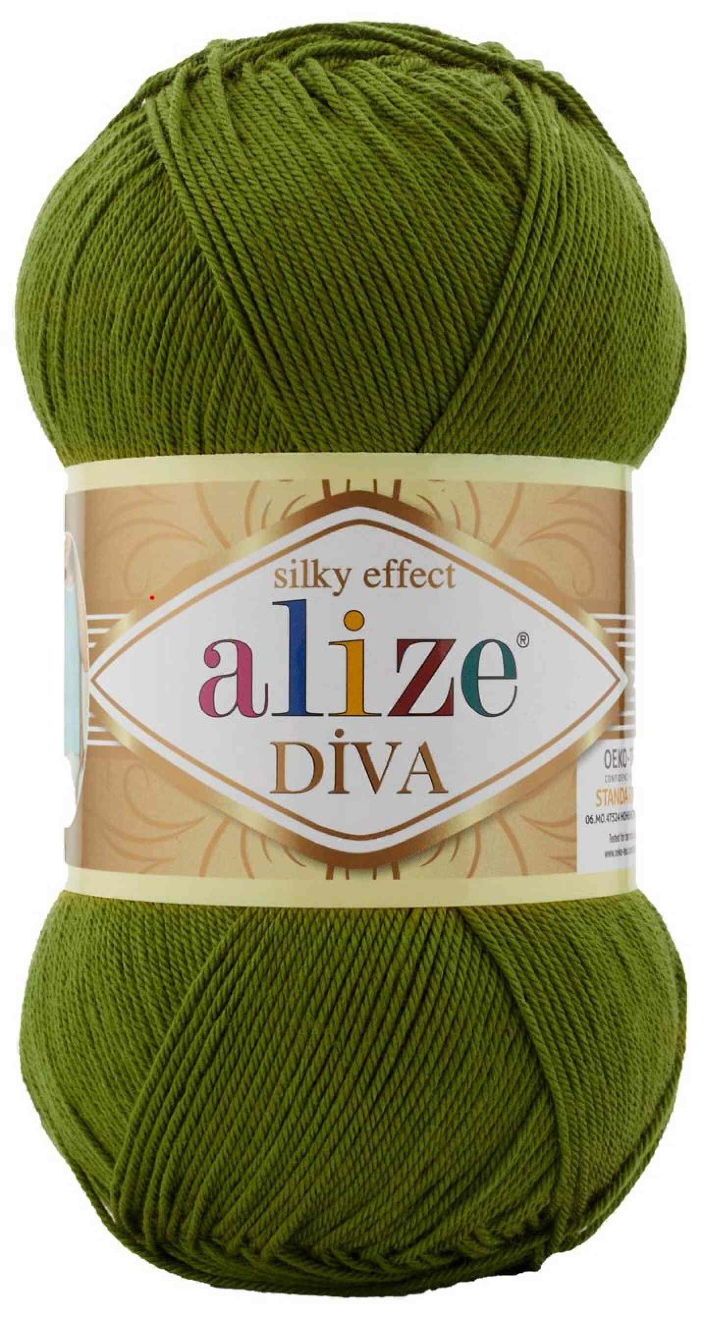 Пряжа Alize Diva оливковый (233), 100%микрофибра, 350м, 100г, 1шт