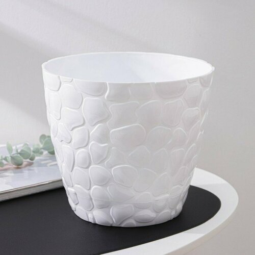 Горшок с поддоном Камешки 5 л цвет белый комплект из 4 шт 1712₽