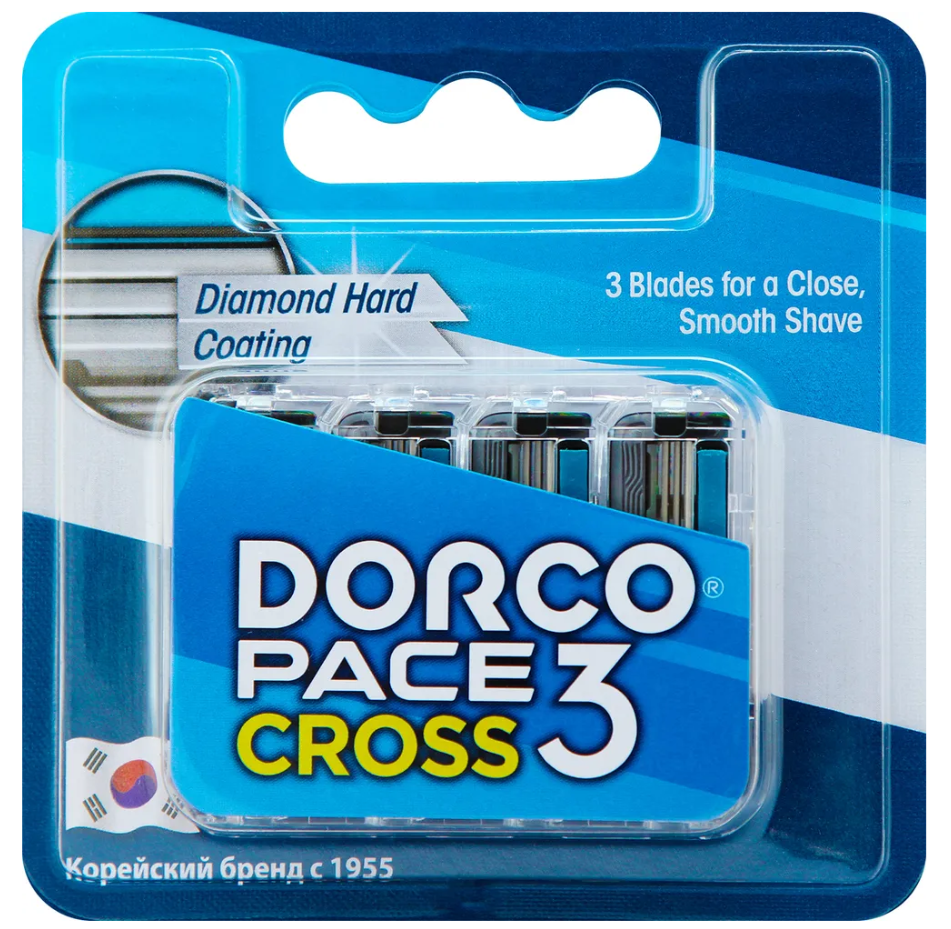 Dorco PACE 3 Cross Сменные кассеты c 3-мя лезвиями для бритвенного станка 4 шт