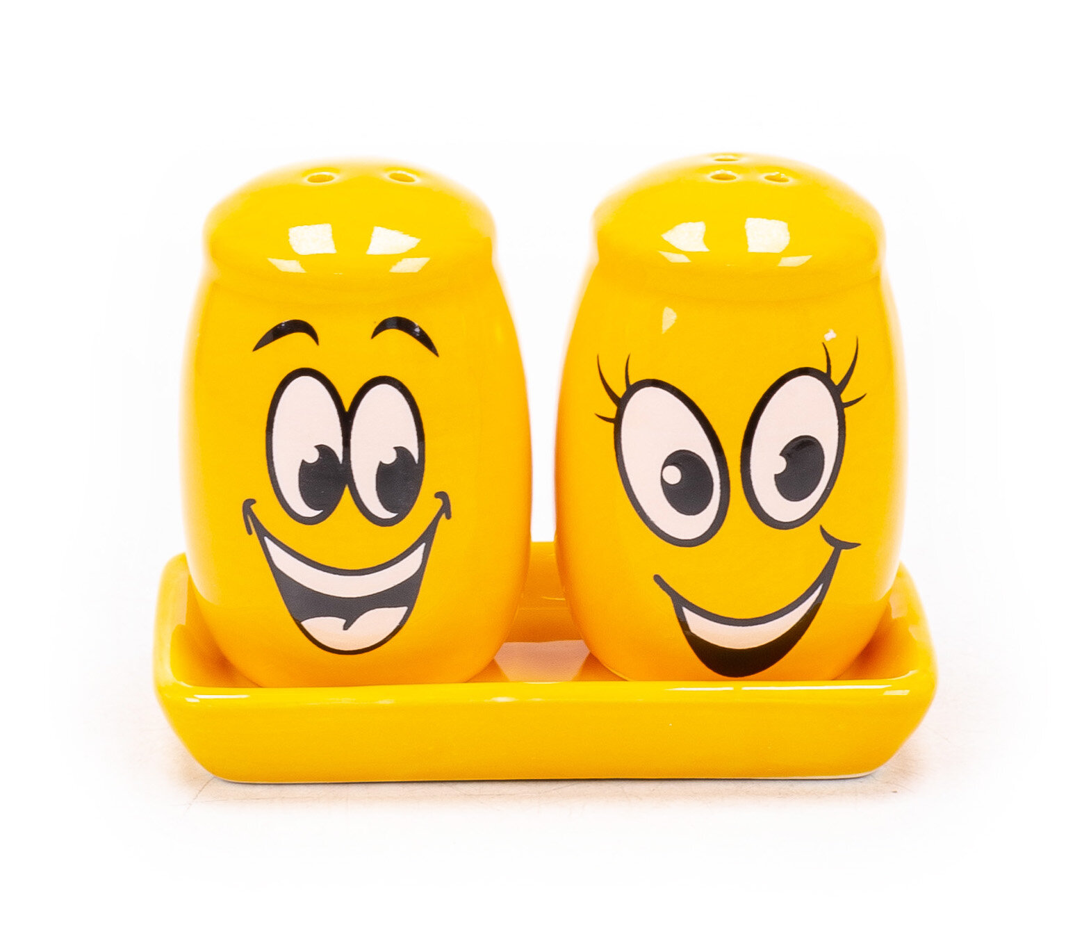 Набор для специй Dolomit / Доломит Smile L2520868 на подставке для праздничного и повседневного стола, керамика 11х6х8.5см, 3 предмета / емкость для приправ