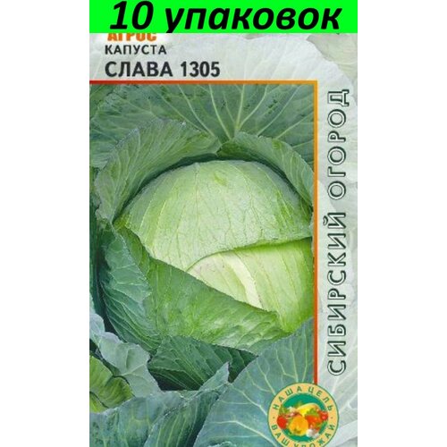 Семена Капуста белокочанная Слава 1305 10уп по 0,3г (Агрос) семена капуста белокочанная флорин 10уп по 0 3г агрос