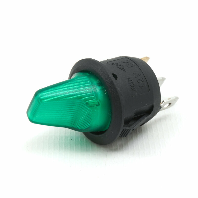 фото Тумблер одноклавишный с подсветкой (3 контакта, зеленый)